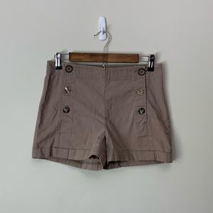 Topshop Brown and Tan Button Fly Shorts